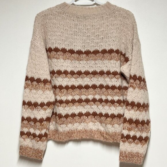 NWT Anthropologie Elsamanda Italy Stripe Chunky Alpaca Wool Blend Sweater M - Picture 2 of 5